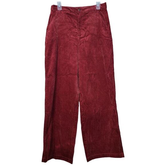 Forever 21 Bohemian Size Large Reddish Brown High-Rise Wide-Leg Corduroy Pants - Picture 1 of 12